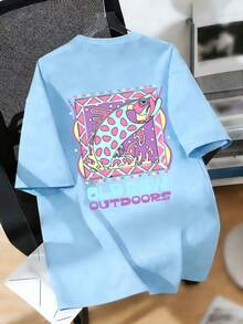 Tween Boy Casual Fun Graphic Print Crew Neck Short Sleeve Pullover T-Shirt Summer Top - Baby Blue - View 5