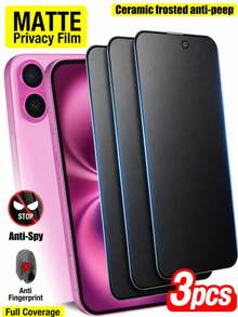 CASECOPS 3片裝磨砂防窺螢幕保護貼，適用於 iPhone 17/17 Air/17 Pro/17 Pro Max/16/16 Plus/16 Pro/16 Pro Max/15/15 Plus/15 Pro/15 Pro Max/14/13/12/11/Xs Max/Xr，相容手機殼，生日禮物，適合家人與朋友的防窺螢幕保護貼 - 3件 - 查看 9