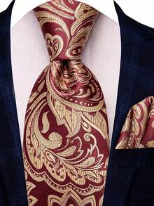 Men's Tie Set Classic Fashion Business Party Tie Set - Red Gold - View 1