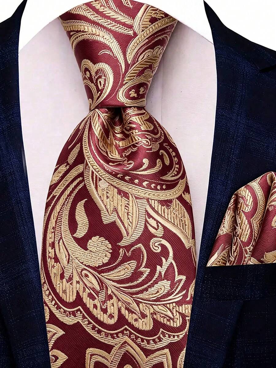Men's Tie Set Classic Fashion Business Party Tie Set - Red Gold - View 1