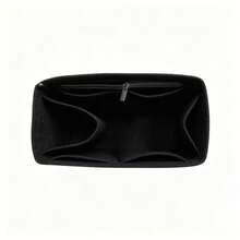 Organizador de bolso forrado de fieltro, bolsa de maquillaje de múltiples bolsillos, bolsa interior portátil para bolso - Negro - Ver 5