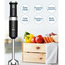 RAF R.30000 Hand Blender With 4 Stainless Steel Blades, 28000 RPM, Quick Start, Easy To Clean, For Smoothies, Soups, Baby Food, Kitchen - Black - View 7
