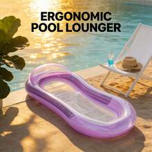 Folding Single Inflatable Swimming Pool Lounge Chair Inflatable Floating Raft Water Recreation Hammock Beach Sunbathing Raft - A - View 5