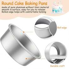 Round Cake Mold Non-Stick Baking Pan Suitable For Various Desserts Aluminum Rolled Edge Suitable For Chiffon Cake And More - Multicolor - View 5