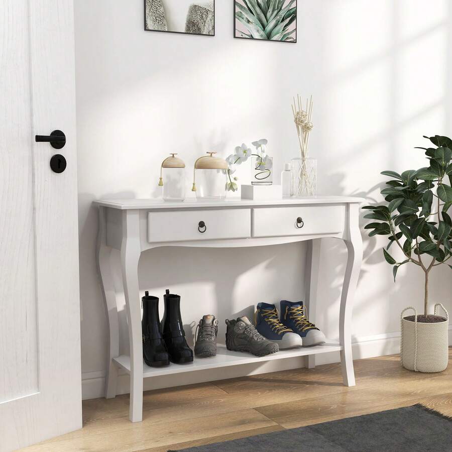 HOMCOM Bench Table - White - View 1