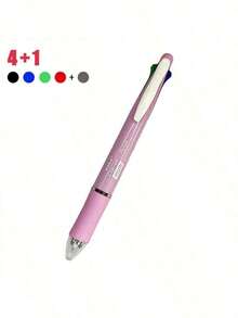 Clickable Multi-Color Ballpoint Pen, 4-In-1 Multifunctional Writing Pen, Stationery, Student Supplies - 4-color Ballpoint Pen + 1 Pencil Lead - View 7