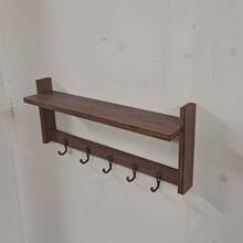 Wall Hook With Shelf - Wooden Entryway Storage Rack With 5 Double Hooks, Vintage Wall-Mounted Coat Rack, Suitable For Bathroom, Living Room, Bedroom - Multicolor - View 6