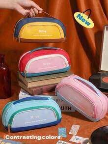 Large Capacity Pencil Case, Beautiful And Practical, Office Stationery Storage Bag, Simple And Durable, Multi-Functional Design, , First Day Of School - Multicolor - View 8
