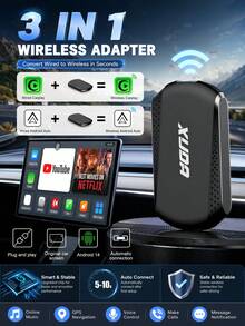 XUDA Android 14 2026 新款無線 CarPlay 與 Android Auto 智能盒子 3合1 四核 2GB+16GB/4GB+32GB 內建應用程式 支援 98% 原廠有線 CarPlay 或有線 Android Auto 車型 - A - 查看 2