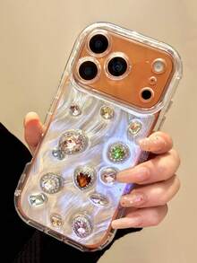 Casing Ponsel Mewah 3D Berwarna-warni dengan Hiasan Berlian Imitasi Berkilau dan Tekstur Bulu, Kompatibel dengan iPhone 17 Pro Max 17 Pro 16 Pro Max 14 15 13 Pro 17 15 16 14 13. Pelindung Lensa dan Bumper Belakang Bergaya Baru untuk Wanita dan Anak Perempuan, Hadiah untuk Anak Perempuan. - Batu permata berbentuk bulu - View 4