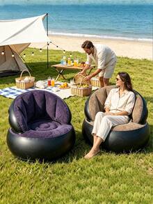 4/1pc Inflatable Single Sofa With Backrest, Foldable Portable Lightweight Space-Saving Slouchy Sofa, Comfortable Inflatable Seat Cushion For Adults, Suitable For Indoor Outdoor Home Office Leisure Camping Daily Use - Multiple Styles - View 1