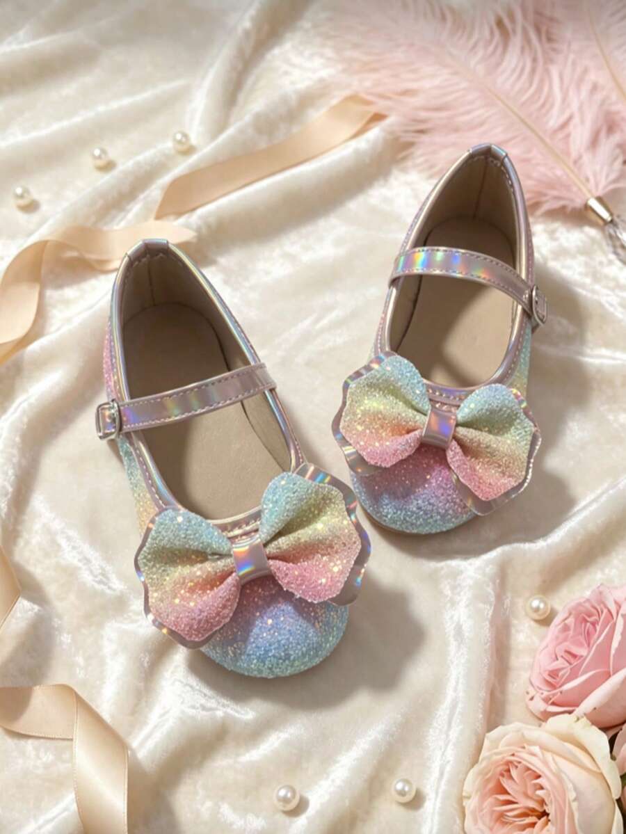 Girls' Shiny Cute Butterfly Colorful Mary Jane Flats, Ballet Shoes, Toddler Princess Shoes For Wedding, Vacation, Party, Birthday, Performance - Colorful - View 1