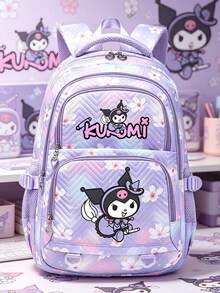 SANRIO 1件 Kuromi 印花女款時尚後背包，紫色大容量尼龍材質，可調節肩帶，適合返校、旅行與日常使用 - 彩色 - 查看 6