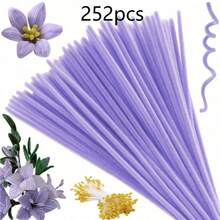 200/300/822 pièces Kit d'artisanat de bouquet de tiges en chenille violette & verte pour fleurs DIY, tulipes, lavande, fabrication de fleurs faites à la main, tiges douces et flexibles de qualité premium pour fête, vacances, décoration de cadeau d'anniversaire - Multicolore - Voir 18