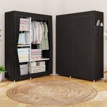 Closet Armable Ropero Rack Guardaropa Recamara Organización, Bonito, Práctico Y Resistente. Armario Plegable Organizador de Ropa,navidad - Negro - Ver 1