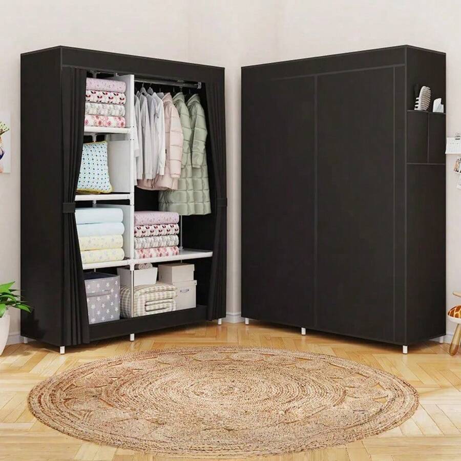 Closet Armable Ropero Rack Guardaropa Recamara Organización, Bonito, Práctico Y Resistente. Armario Plegable Organizador de Ropa,navidad - Negro - Ver 1