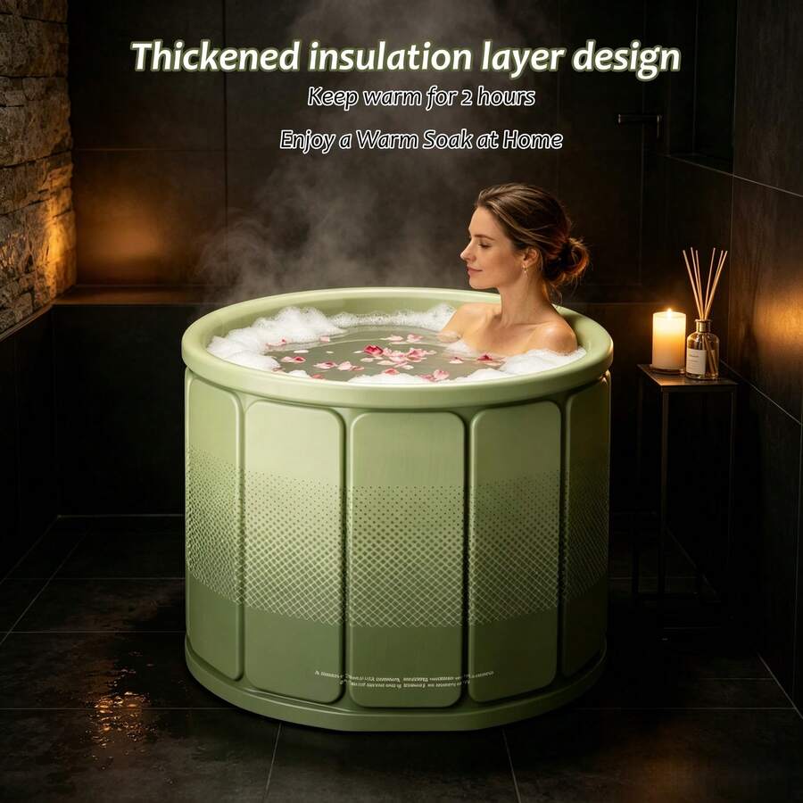 Home Insulated Bathtub, 27.56/31.5 Inch Large Space Adult Bathtub, Portable Foldable Bathtub - A - View 1
