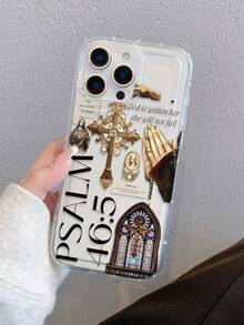 1pc Floral Cross Jesus Pattern, Air Cushion Transparent Anti-Drop TPU Phone Case, Suitable As Holiday Gift For Apple IPhone XS/XS Max/XR/11/12/13/14/15/16 Pro/Pro Max/14/15/16 Plus/17, Unisex, Samsung Phone Case A04/A51/A56/S25 Ultra/S22 Ultra/S21 Plus/S20/A73/A72/A55/A54/A53/A52/A34/A05/S25 Ultra/S25/S25 Plus - Multicolor - View 6