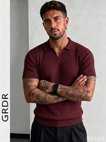 GRDR Men's Solid Color Short Sleeve Knit Top - Burgundy - View 11