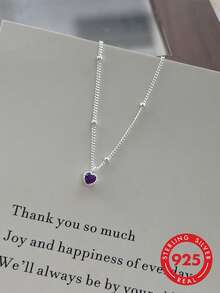 1pc S925 Sterling Silver Mini Heart Pendant Necklace, Korean Sweet Cute INS Style, Personalized Exquisite Niche Minimalist Fresh Design, Elegant Elegant Fashion Versatile Clavicle Chain, Suitable For Friendship And Family Commemorative Gift - Love - View 5