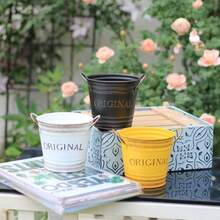 1/2/3pcs American Vintage Letter Double-Ear Metal Flower Pot, Suitable For Succulent Plants, Cosmetic Storage, Desktop Organizer, Living Room/Outdoor Garden Decor, Pen Holder, Flower Bucket - Flowerpot - View 16