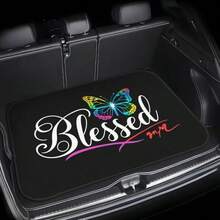 1pc/4pcs Car Floor Mats And Trunk Liner, Waterproof Anti-Slip Dust-Proof Printed Cargo Liner, Unisex Car Trunk And Floor Mats With Colorful Butterfly Letter Pattern, Universal Floor Protection Mat, Ideal Holiday/Thanksgiving Gift - Blessed Gradient Butterfly - View 2