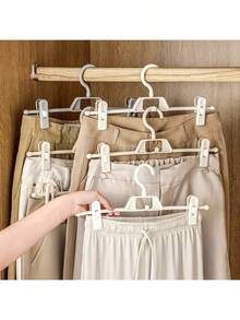1pc/5pcs/10pcs Pants Hanger, Seamless Non-Slip Expandable Wardrobe Organizer Hanger, Decorative Accessory For Holiday, Room, Home, Bedroom, Suitable For Shorts, Shoes, Jeans, Boots, Skirts, Tops, Spring & Summer - White - View 6