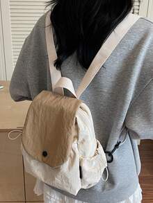 極簡休閒尼龍女款後背包，多功能通勤日用包，多口袋輕量旅行包，大容量簡約學生包，適合學生、護理師、教師、商務人士，適用旅行、度假、出差、日常通勤、購物、辦公、約會、登山、訓練、工作，生日禮物、節日禮物 - 彩色 - 查看 5