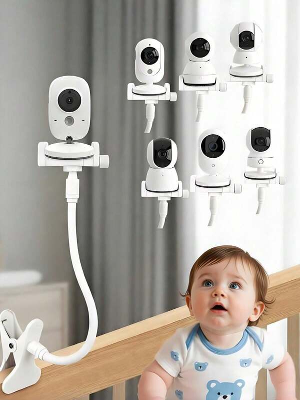 1pc/360-Degree Rotating Spiral Base Phone Holder (21cm/41cm), With Camera Holder, Universal Bedside Stand, Suitable For Smartphones, Home Security Cameras And Monitors (Please Watch The Video For Operation Instructions When Purchasing).