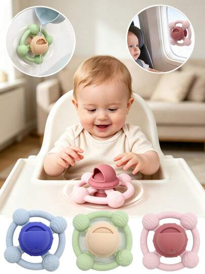 1pc Baby Multi-Functional Silicone Rotating Gyroscope Toy, UFO Planet Shape, Can Exercise Baby's Fine Motor Skills, With Shower Leakage Function, Essential Toy For Baby Outings, Easy To Carry, Baby's Favorite Toy Gift