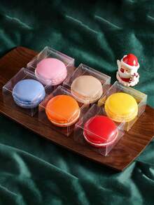 50pcs Clear Macaron Boxes, Candy Boxes, Gift Boxes, Individual Transparent Packaging, Suitable For Mini Candy/Cake/Chocolate Snacks, Halloween, Christmas, Wedding Party, Valentine's Day, New Year - Multicolor - View 6