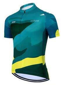 Outdoor Sports Spring/Summer New Print Short Sleeve Cycling Jersey, Breathable Quick-Dry Road & Mountain Bike Men's Slim Fit Cycling Apparel Sports Top With 3 Back Pockets - Universal Version, Suitable For Cycling, Off-Road, Motorcycle Touring, Training Wear - Yellow - View 9