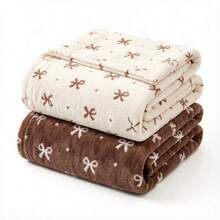 1pc Bowknot Pattern Soft Baby Blanket, Comfortable Baby Cover Blanket - Many - View 1