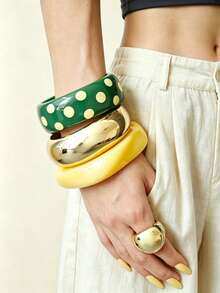 Conjunto de pulseras geométricas exageradas, adecuado para uso diario, fiesta, vacaciones, accesorio de joyería versátil de estilo bohemio - Pulsera - Estilo verano - Ver 4