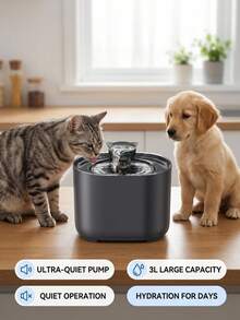 PETSIN 2.2L/74.5 Fl Oz/0.58 Gallon Automatic Flower Fountain Style Pet Water Dispenser With Quiet Water Pump, Suitable For Medium & Small Cats And Dogs, Replacement Pump Available Separately - Dark Grey - View 3