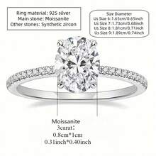 ConiiW A 925 Sterling Silver Oval Ring With A 2/3-Carat Moissanite, Suitable For Both Men And Women, Perfect For Everyday Wear, Dates, And Parties. - Silver - View 6
