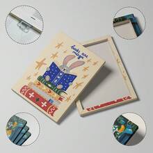 1件「Books Are Magic」可愛兔子帆布海報牆飾，勵志閱讀繪畫，兒童房/遊戲室裝飾，無框/有框/木製掛飾 - 彩色 - 查看 2