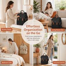 Large Capacity Diaper Bag Backpack, Multifunctional Maternity Bag For Mom, Lightweight Care Backpack For Stroller Walks, Park & Weekend Getaways - Black and White - View 3