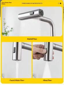 Matte Black Pull-Out Kitchen Faucet, Stainless Steel High Arc Single Handle Sink Tap, 3-Mode Switchable Pull-Out Spray Head, Rust-Resistant Black Coated Sink Faucet, Single Hole Easy Installation Kitchen & Bathroom Hardware, Modern Minimalist Home Decor Kitchen Renovation Hardware, Practical Housewarming Kitchen Gift - Multicolor - View 6