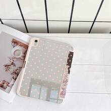 棕色底粉色波點白色蕾絲花卉印花平板保護殼，附筆槽，相容於 iPad 10代 10.9吋 2022 智慧保護殼/Air 13(M3 2025)/Air 11(M3 2025)/11(A16 2025)/相容於 Galaxy S9/S7/S10+/相容於 Galaxy Tab S6 Lite 10.4吋/相容於 MatePad - 彩色 - 查看 5