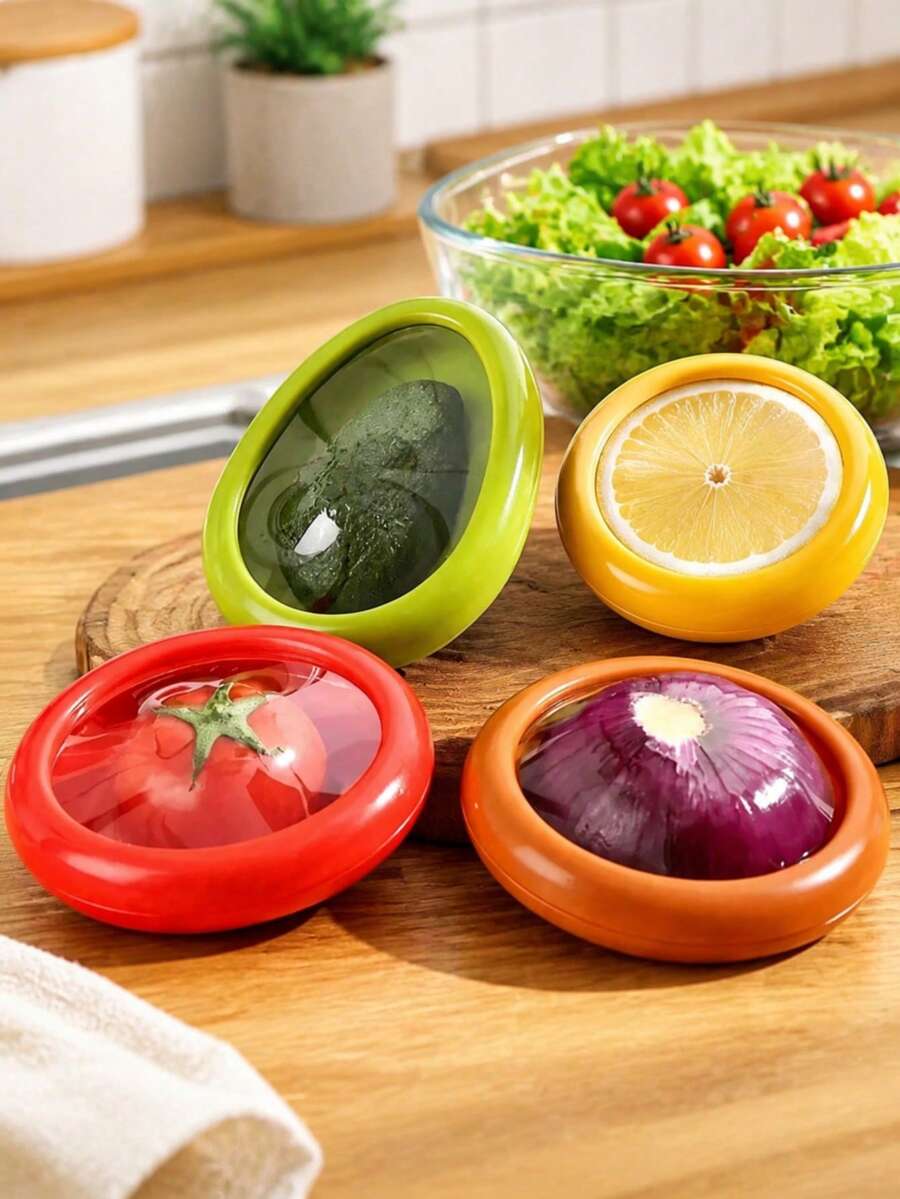 4件組新鮮儲存容器套組,適用於水果與蔬菜-附蓋冰箱儲存盒、食物保鮮盒與水果保鮮盒-可重複使用的廚房配件,可保持水果與蔬菜新鮮,抗氧化儲存盒,廚房工具,廚房裝飾,廚房配件,廚房用品,居家配件,廚房儲存用品,露營必需品 - 彩色 - 查看 1