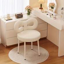Vanity Stool, Butterfly Back Vanity Chair, Charming Makeup Chair For Women, Modern Small Computer Chair, Soft And Breathable, Suitable For Various Home Settings - White - View 3