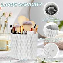 Rotating Toothbrush Holder, Multi-Functional Toothbrush & Toothpaste Storage Box, Bathroom Use, 5-Compartment Makeup Brush Organizer - Multicolor - View 6