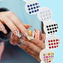 300/2400 piezas Pegatinas de strass de 5 mm, pegatinas de gemas, pegatinas de joyería autoadhesivas, pegatinas de strass brillantes para manualidades, decoración de maquillaje de ojos, adecuadas para ojos y uñas, múltiples estilos de pegatinas de strass acrílicas - A - Ver 7