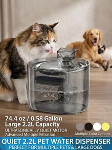 PETSIN 2.2L/74.5oz/0.58 加仑猫形自动宠物饮水器，超静音水泵，适用于中小型猫和狗，可单独购买替换泵 - 彩色 - 查看 2