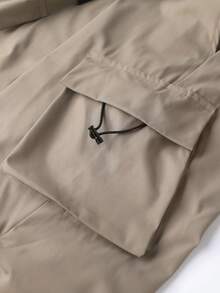 Women's Solid Color Front Tie Pocket Minimalist Casual Outdoor Long Pants Drawstring Cargo Pants - Khaki - View 6