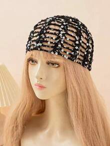 1pc Y2K Style Handmade Knitted Mesh Hat, Cute Casual And Fashionable, Decorated With Sequins And Breathable, Ins Style Sequined Hollow Knitted Bucket Hat Korean Version Versatile Face-Slimming Slouchy Hat , Suitable For Travel, Photography And Daily Wear, Fisherman Hat Style - Multicolor - View 10