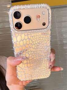 氛圍感銀底蛇紋手機殼，適用 Apple 17 Pro Max、新 16 PM、韓系 15 PM、清新 16 Pro、藝術 15 INS、17 Pro、全包覆保護殼、18 Pro Max、創意 18 - 銀色 - 查看 5