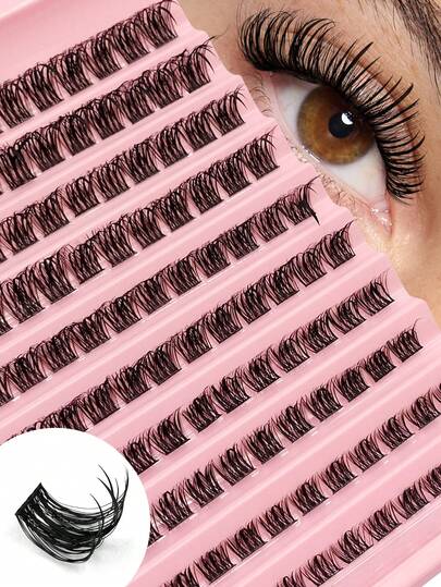 Sibeuna 120pcs Cluster Eyelash D Curl Lashes Wispy Cluster Eyelash Extensions Natural Manga Eyelash Effect Individual Segmented False Eyelashes Fluffy DIY Self Graft Wet Look Lashes For Daily Party Makeup