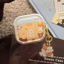 Ins Healing Style Multiple Puppy Print Protective Case, Cute Corgi Pendant Charm Full Coverage Anti-Drop Soft Shell For AirPods 4/Pro 2/Pro 3 Bluetooth Earphones - Yellow - View 6
